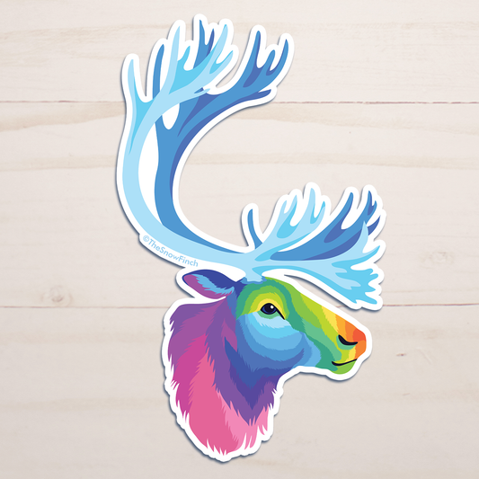 Caribou Reindeer Colorful Pop Art Sticker || Waterproof Vinyl
