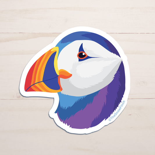 Horned Puffin Colorful Pop Art Sticker || Waterproof Vinyl