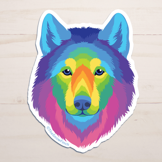 Wolf Colorful Pop Art Sticker || Waterproof Vinyl