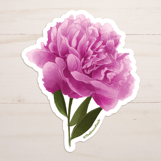 Pink Peony Floral Sticker || Waterproof Vinyl