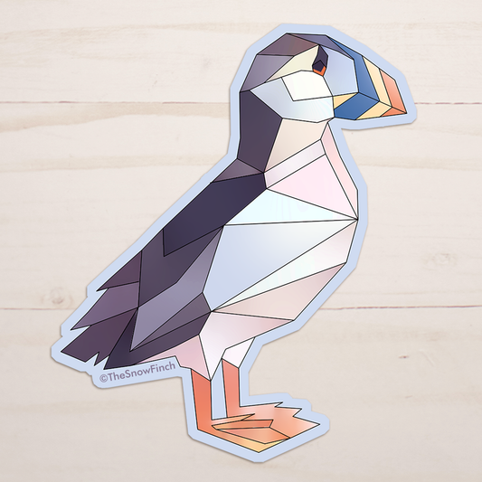 Geometric Horned Puffin Sticker || Waterproof Vinyl