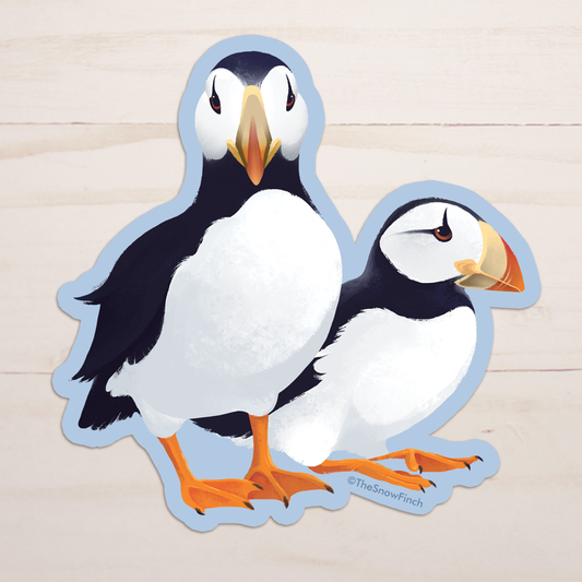 Horned Puffin Pair Sticker || Waterproof Vinyl