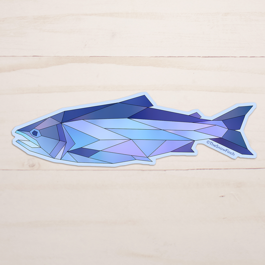 Geometric Salmon Fish Sticker || Waterproof Vinyl